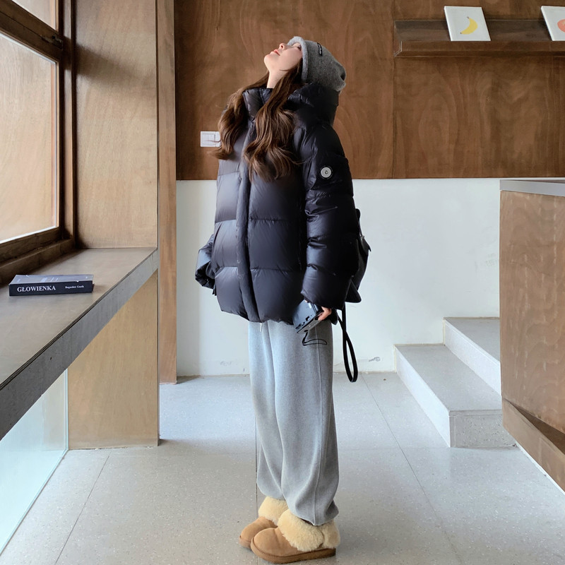 银标短款25冬学院白黑TIEBI暖鹅绒带帽羽绒ZB237-6626-p355-k499,女装羽绒服,浙宝237