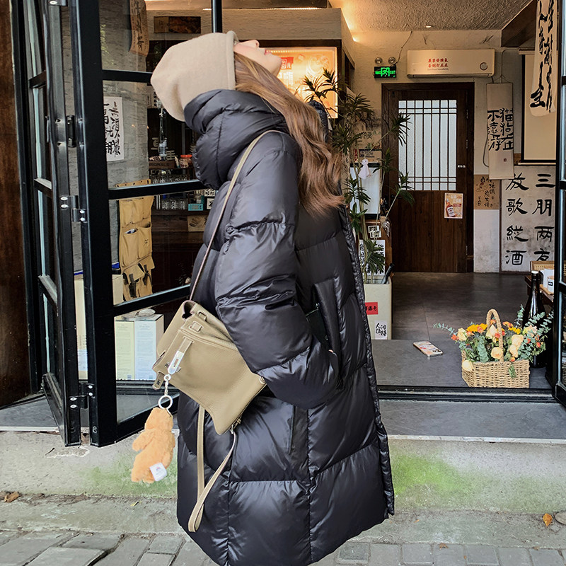 六格银标已出24冬季学院黑暖鹅绒带帽长款ZB237-6619-p400-k599,女装羽绒服,浙宝237