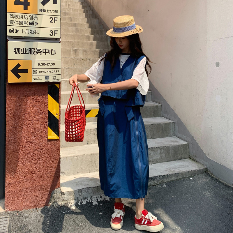 夏现货26气质轻熟马甲裙子两件套裙RF2C518-2679-P215-K348,女装套装/套裙,浙宝237