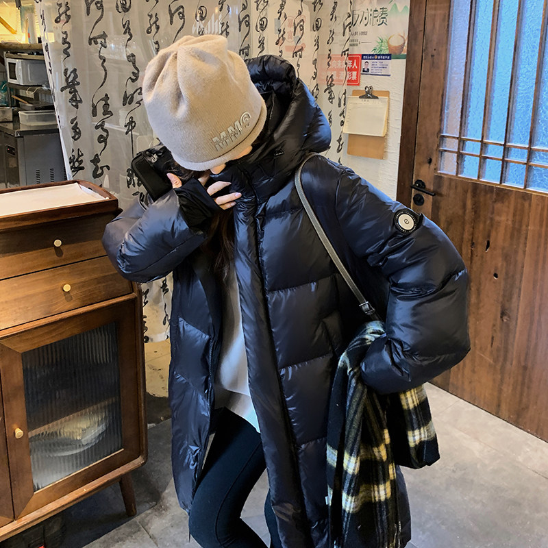 高级感黑金90鹅绒羽绒服女冬新款长款加厚学院风大被子面包服外套,女装羽绒服,浙宝237