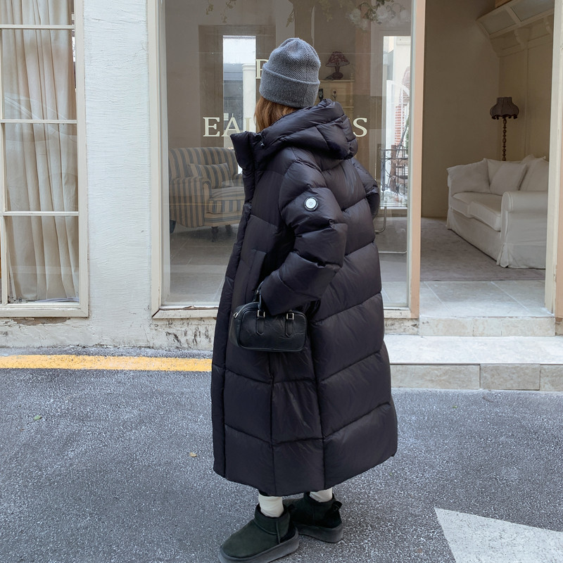 银标七格加长学院白黑TIEBI暖鹅绒带帽羽绒ZB237-2803-p425-k598,女装羽绒服,浙宝237