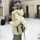 银标短款25冬学院白黑TIEBI暖鹅绒带帽羽绒ZB237-6626-p355-k499，女装羽绒服，浙宝237