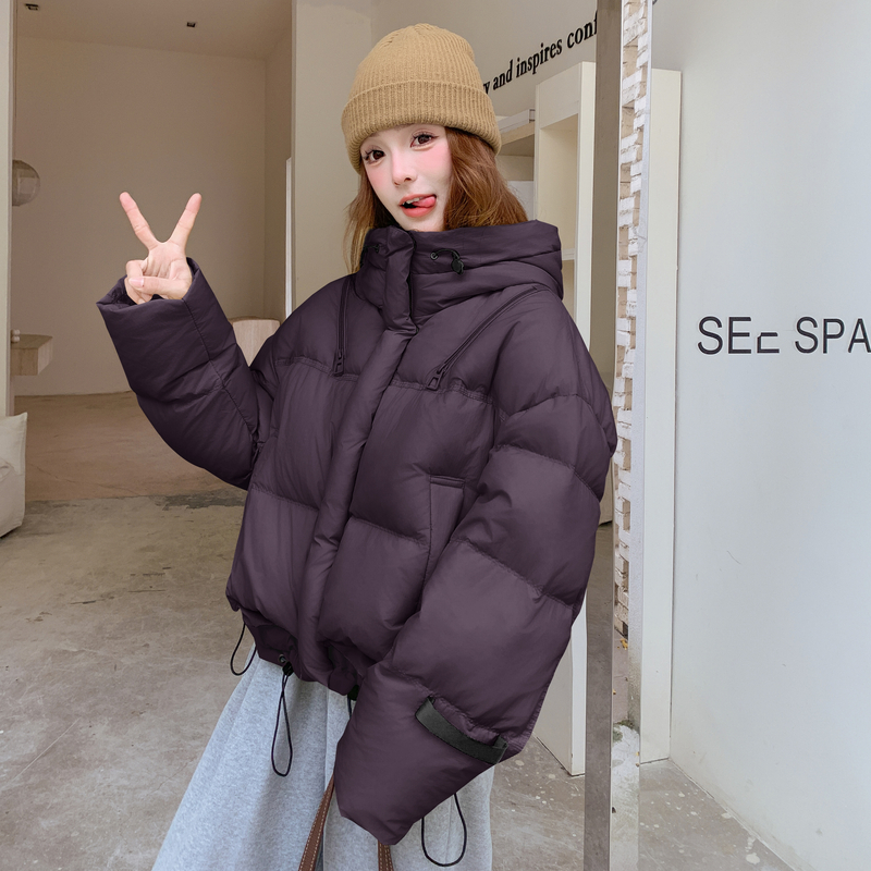 爆双肩拉链带帽撞色韩版25冬50鸭绒羽绒短款ZB237-2556-p245-k375，女装羽绒服，浙宝237