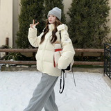 银标短款25冬学院白黑TIEBI暖鹅绒带帽羽绒ZB237-6626-p355-k499，女装羽绒服，浙宝237