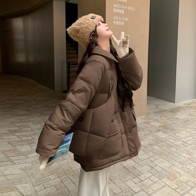 粉色羽绒服女中长款2024冬季新款韩系高级感甜美小个子白鸭绒外套,女装羽绒服,浙宝237