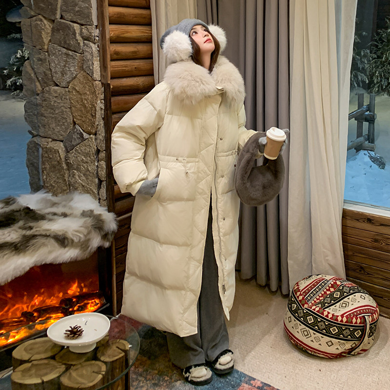 狐狸毛毛领现货25冬50鸭绒羽绒简约长款款ZB237-6693-p380-K569，女装羽绒服，浙宝237