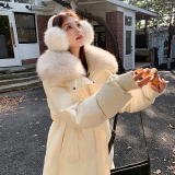 狐狸毛领羽绒服女冬季轻奢小个子长款2024新款显瘦收腰韩版面包服，女装羽绒服，浙宝237