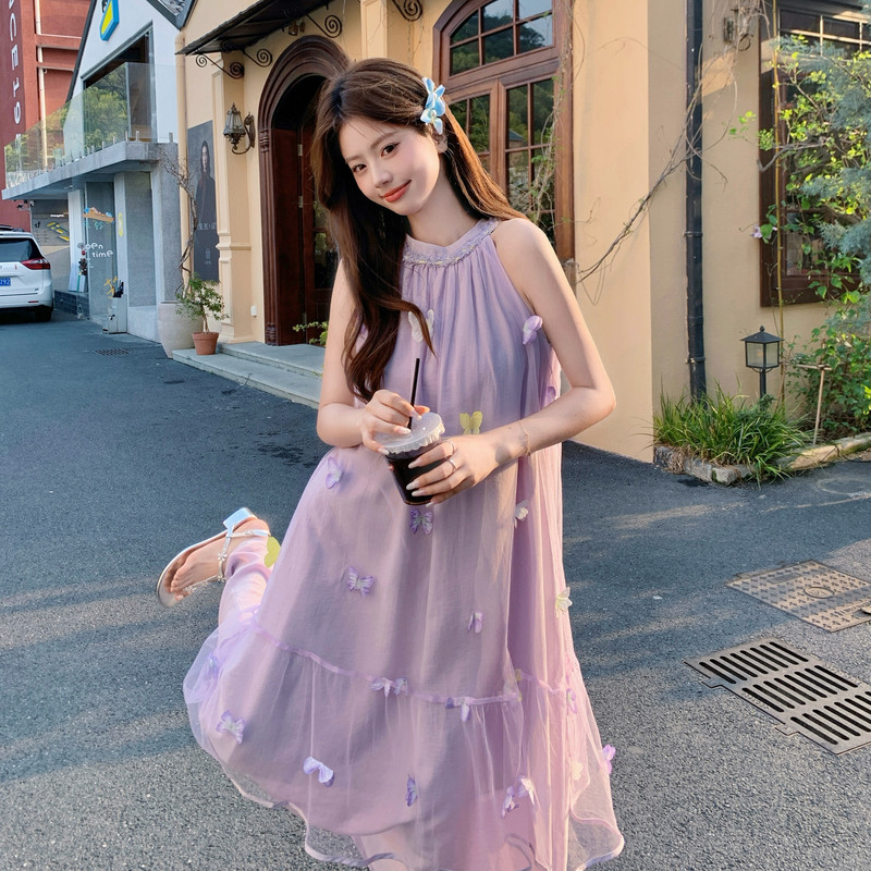 现货已出紫色26韩系仙气儿立体花朵连衣裙RF2C518-2665-P155-K248,女装套装/套裙,浙宝237