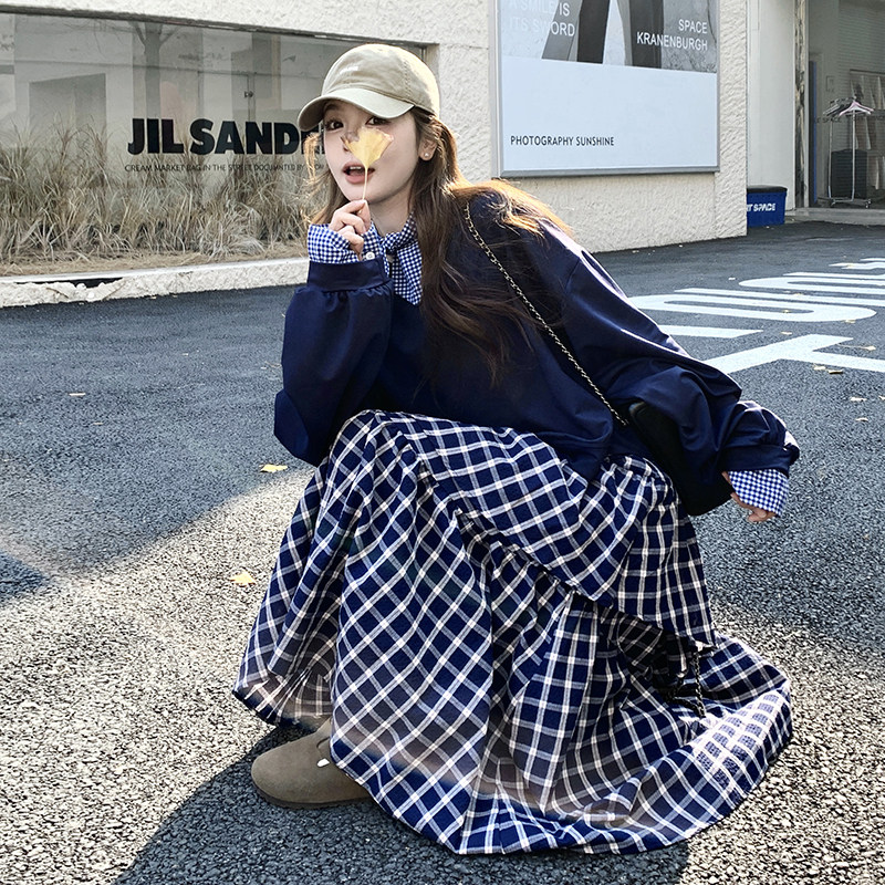 已出2026卫衣搭配格子裙有领结三件套装RF2C518-6809-p165-k229,女装套装/套裙,浙宝237