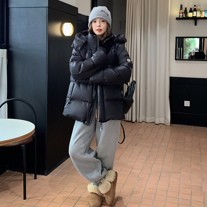 银标短款25冬学院白黑TIEBI暖鹅绒带帽羽绒ZB237-6626-p355-k499,女装羽绒服,浙宝237