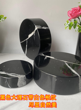 天然大理石圆柱形几何展台音响避减震板雕塑工艺软装饰品摆件底座