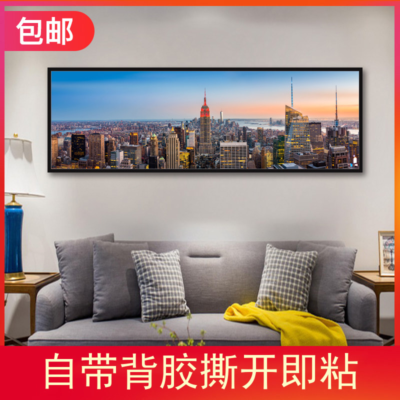 床头装饰画客厅酒店无框油画布画芯心伦敦夜景香港维多利亚港夜景