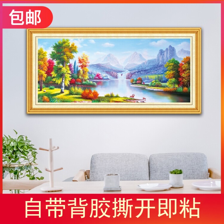 欧式复古油画风景客厅沙发背景墙装饰画餐厅酒店壁画画芯流水生财