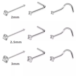 穿孔饰品鼻钉锆石鼻环超闪小钻钛钢耳骨小耳朵钉隐形耳钉鼻翼饰品