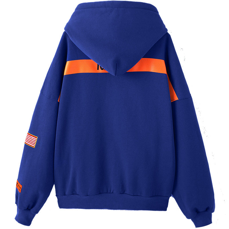 BLUE SWEATSHIRT WOMENS 2024 SPRING AND AUTUMN WINTER THIN LOOSE KOREAN VERSION OF HIGH-END JAPANESE FRIED STREET JACKET INS TREND