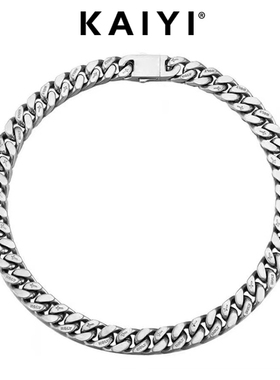 欧美潮牌时尚小众刻字男士钛钢古巴项链嘻哈cuban link锁骨链女