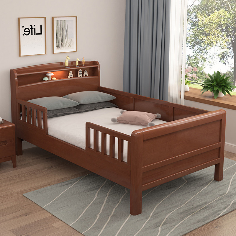 全实木老人床带护栏扶手老式高脚硬板床1米1.2养老院老年人单人床