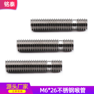 高精度不锈钢进料喉管M6x26带槽
