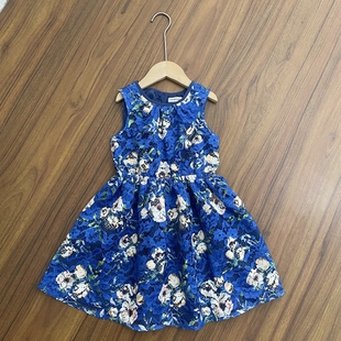 女童春夏新款 裙子 连衣裙小中童圆领蕾丝收腰洋气仙女无袖