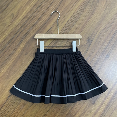 女童百褶裙小中童弹松紧腰黑色简约经典百搭春夏新款裙子
