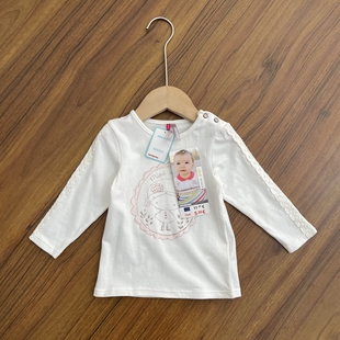 包邮 女童纯棉长袖 T恤婴幼儿小童圆领弹力百搭甜美上衣春秋款