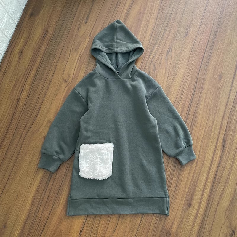 女童原单卫衣连衣裙小中大童套头连帽宽松版型长袖卫衣裙春秋新款