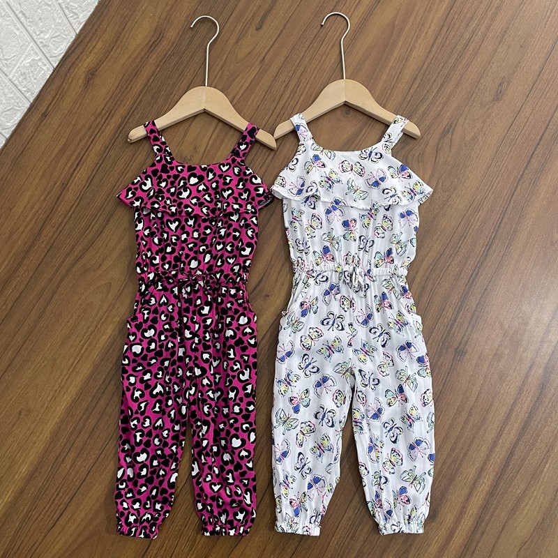 女童纯棉连体衣小童人棉无袖吊带款长裤夏季新款防蚊连体衣