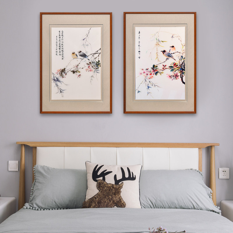 苏绣成品挂画玄关中式刺绣客厅真丝餐厅装饰画单幅书房壁画花鸟