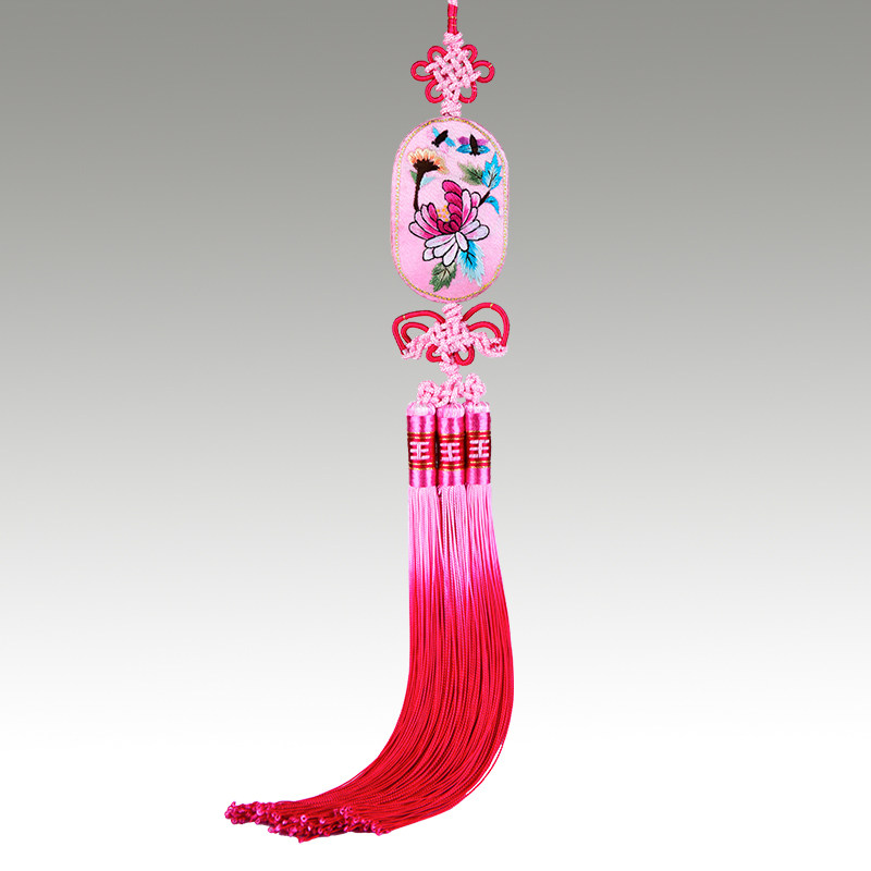 车饰挂件创意平安车内挂饰纯手工刺绣中国民精品挂件月朵