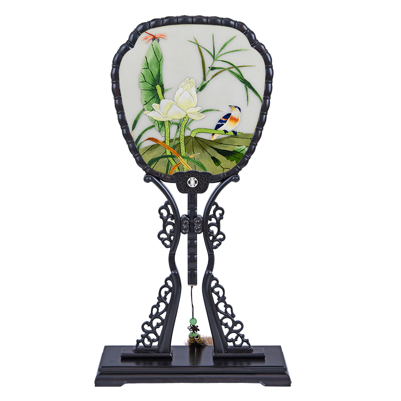 小摆件装饰品家居现代简约客厅酒柜桌面宫扇古典中国风苏绣屏风