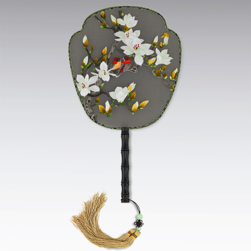 江南绣庄 苏绣手工刺绣双面绣宫扇绢扇团扇中式出国特色礼物