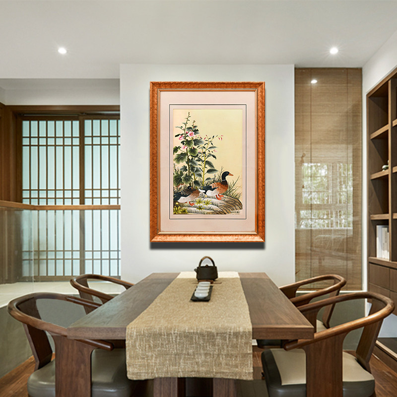 玄关壁画竖版中式装饰画客厅新中式墙上挂画刺绣挂墙画苏绣成品