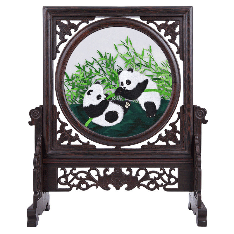 红木摆件工艺品家中装视柜装饰小摆设家居装饰苏州刺绣双面绣苏绣