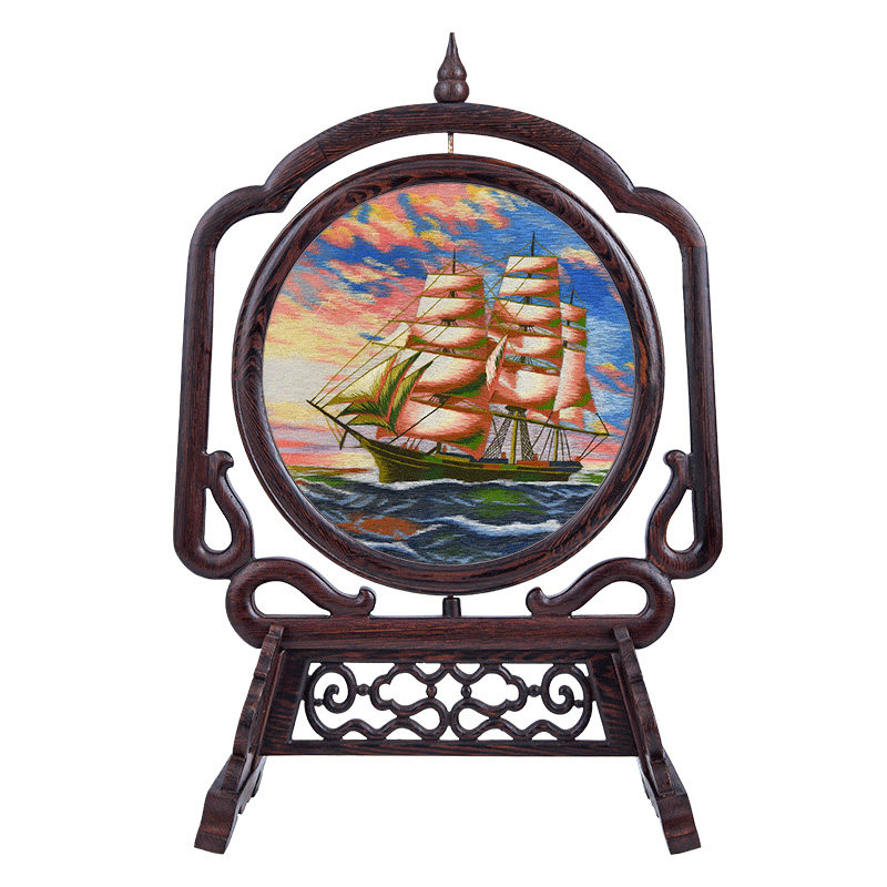 房间装饰品创意摆设简约现代卧室客厅中式摆件新中式复古苏绣刺绣