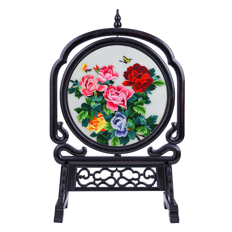 苏绣双面绣艺术品摆件现代简约客厅个性中国特色礼品送老外纯手工