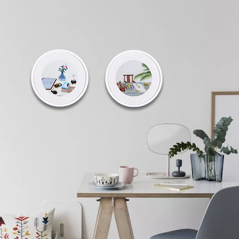 客厅装饰画现代简约圆形挂画中式墙画装饰小清新壁画三联组合画