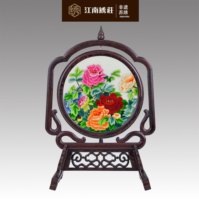 房间装饰品创意摆设简约现代卧室客厅中式摆件新中式复古苏绣刺绣