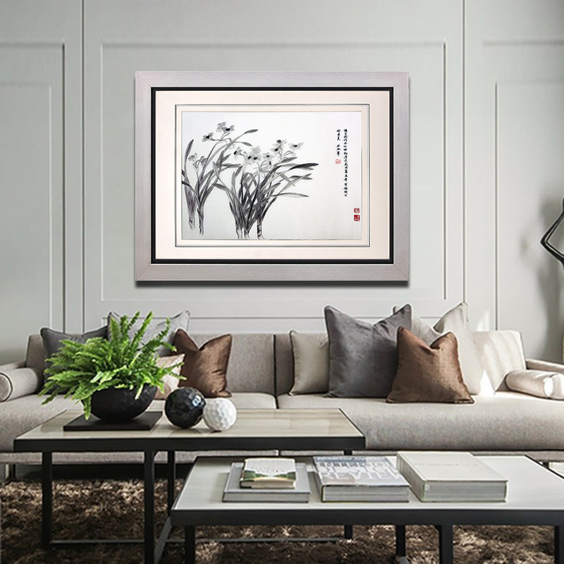 苏绣成品挂画装饰画现代简约客厅创意时尚艺术餐厅壁画墙画水仙花