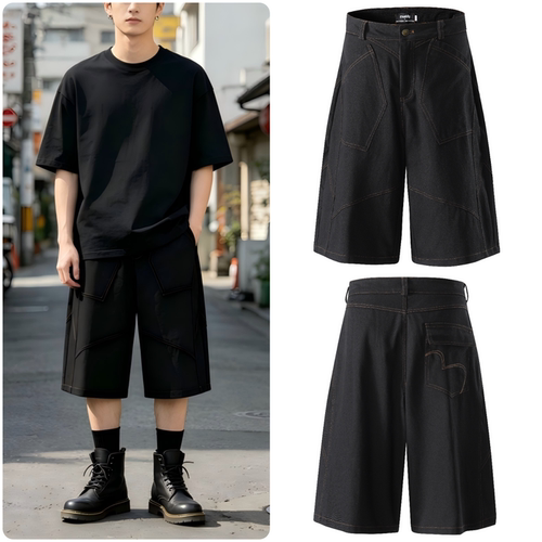 Cityboy日系宽松牛仔工装中裤
