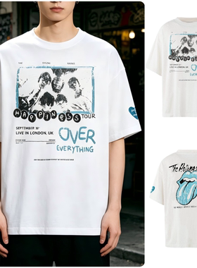 Cityboy日系乐队印花T恤男2026夏季新款水洗做旧宽松oversize短袖