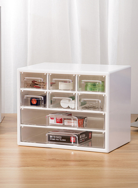 日本KM办公用品文具杂物收纳盒亚克力抽屉式透明合口红首饰整理合