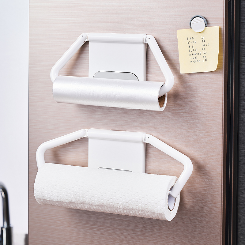 厨房纸巾架免打孔保鲜膜挂架家用磁吸置物架保鲜袋收纳架子壁挂式