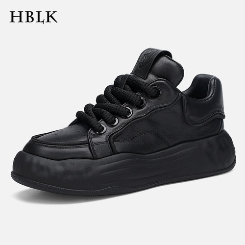 HBLK运动皮鞋男头层牛皮厚底