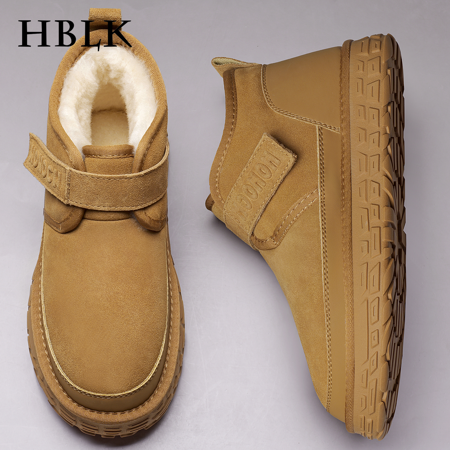 雪地靴男款真皮厚底防滑冬季加绒保暖男士高帮皮毛一体羊毛大棉鞋