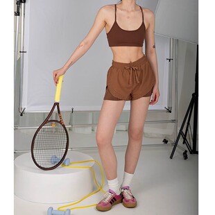 TD夏季速干吸汗不走光内衬运动短裤 带胸垫美背细带运动内衣套装