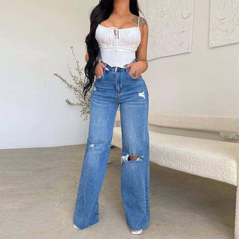 S-3xl plus size micro flared women's fashion jeans牛仔阔