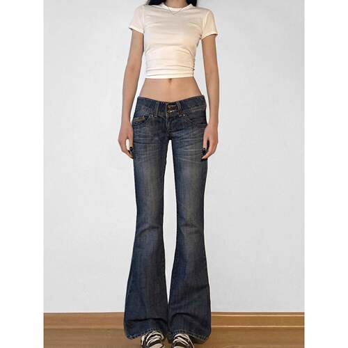 Vintage y2k Flare Jeans Low Rise Casual Denim Pants Harajuku