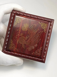 蛉子盒 印度小叶紫檀镶嵌纯金金丝正方黄蛉盒 收藏款 张圣林鸣虫盒