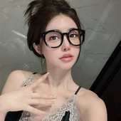 黑框学生圆脸眼镜女防蓝光抗辐射平光素颜近视眼睛框架可配度数潮