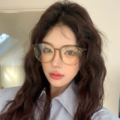 韩系新款 椭圆大框TR眼镜框女复古高级感防蓝光素颜显脸小平光镜潮